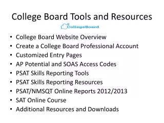 College Board Tools and Resources