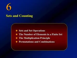 Sets and Set Operations The Number of Elements in a Finite Set The Multiplication Principle