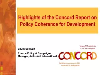 Highlights of the Concord Report on Policy Coherence for Development