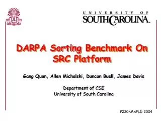 DARPA Sorting Benchmark On SRC Platform