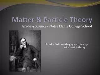 Matter &amp; Particle Theory