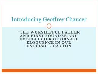 Introducing Geoffrey Chaucer