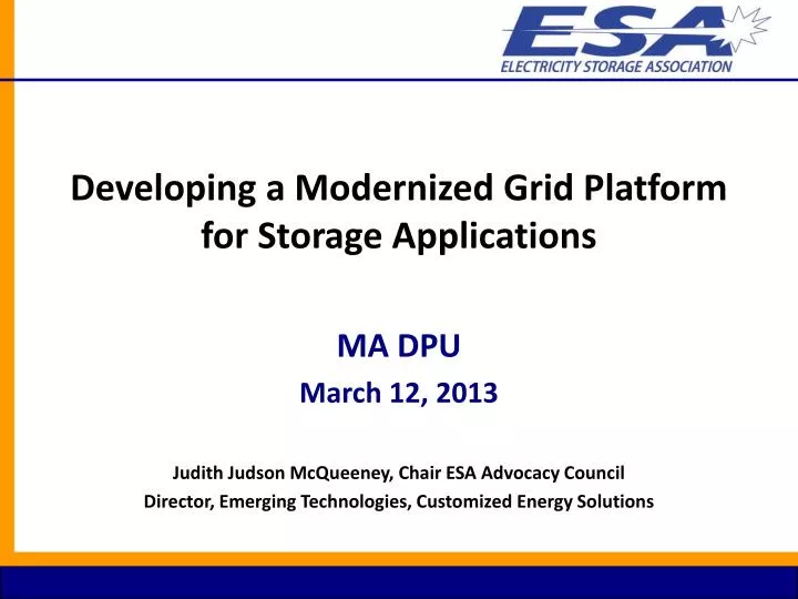 developing a modernized grid platform for storage applications
