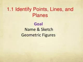 1.1 Identify Points, Lines, and Planes