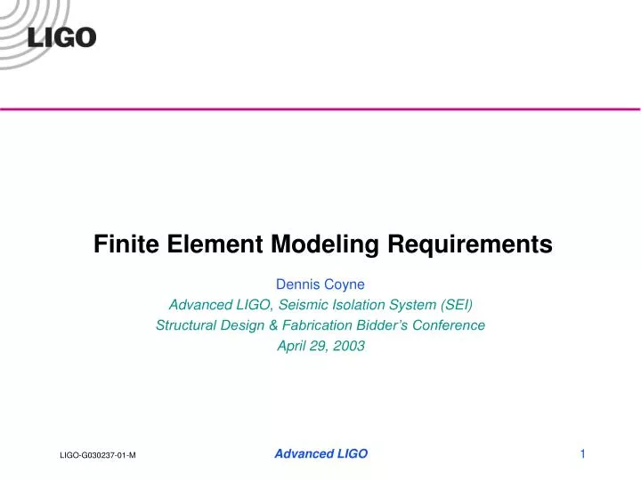 finite element modeling requirements