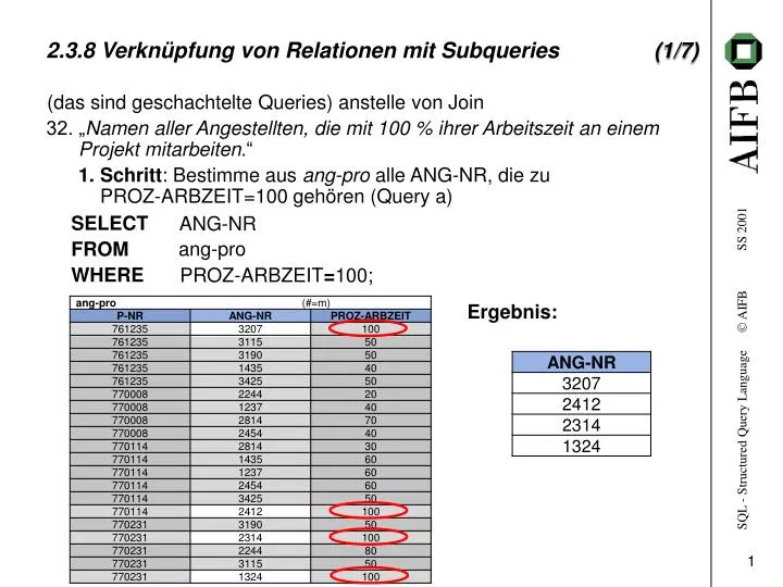 2 3 8 verkn pfung von relationen mit subqueries 1 7