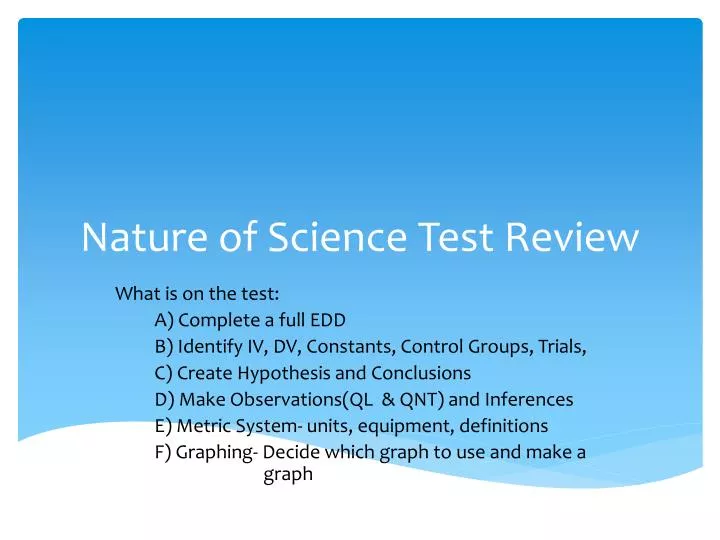 nature of science test review