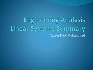 engineering analysis linear systems summary