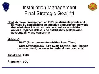 Installation Management Final Strategic Goal #1
