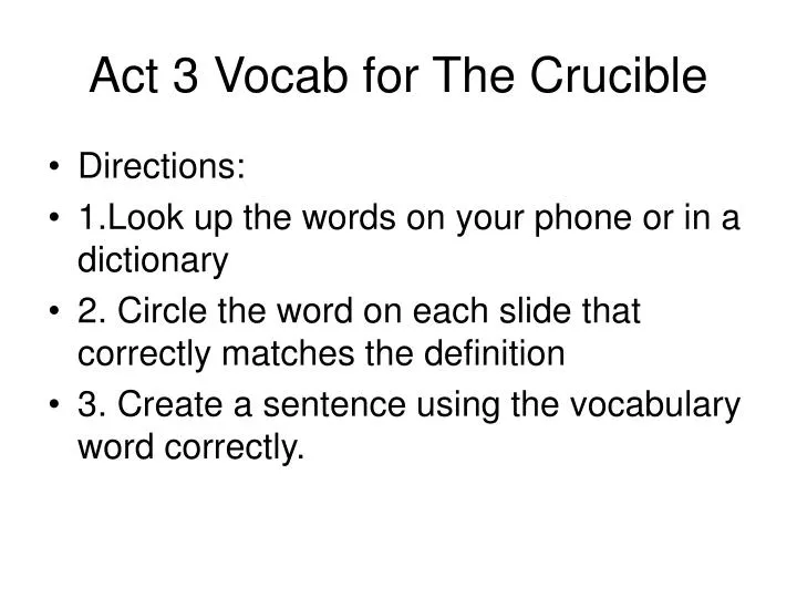 THE CRUCIBLE VOCABULARY - ppt download
