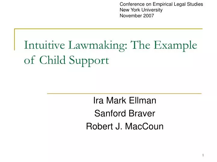 intuitive lawmaking the example of child support