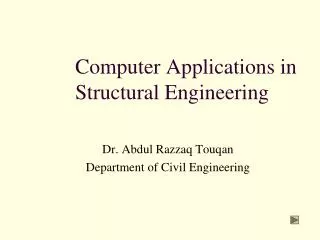 Computer Applications in Structural Engineering