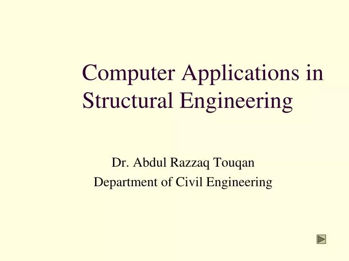 computer applications in structural engineering