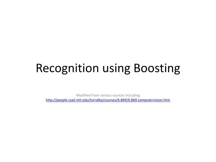 recognition using boosting