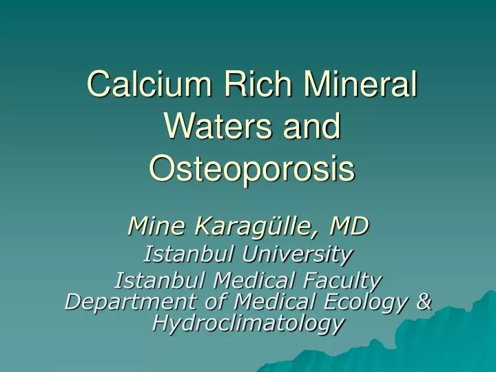 calcium rich mineral waters and osteoporosis