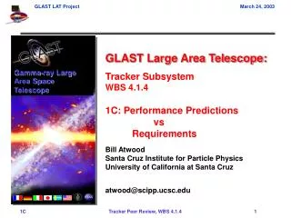 GLAST Large Area Telescope: Tracker Subsystem WBS 4.1.4 1C: Performance Predictions