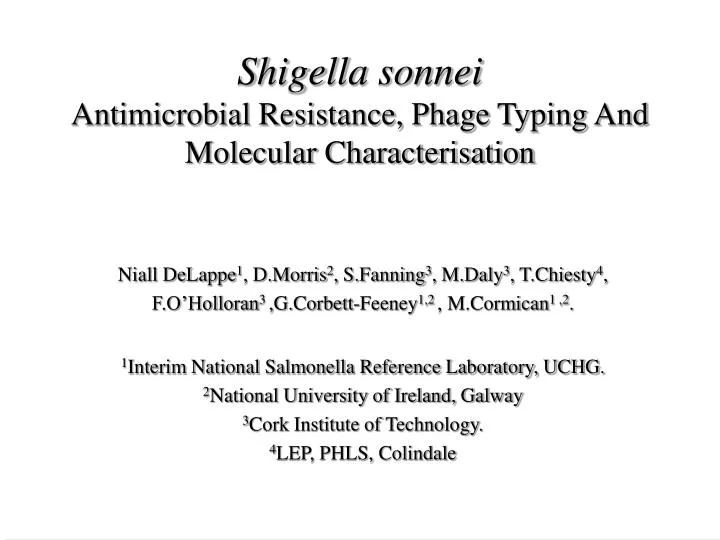 shigella sonnei antimicrobial resistance phage typing and molecular characterisation