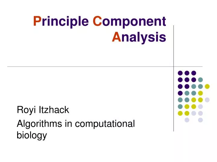 p rinciple c omponent a nalysis