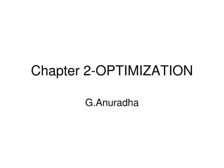 chapter 2 optimization