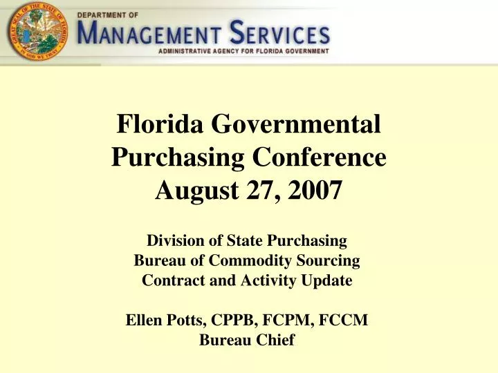 florida governmental purchasing conference august 27 2007