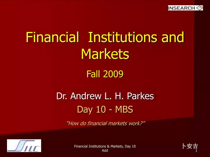 financial institutions and markets fall 2009