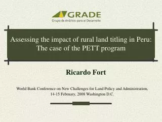 Assessing the impact of rural land titling in Peru: The case of the PETT program