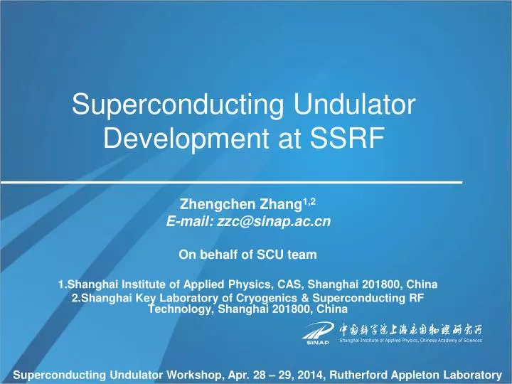 superconducting undulator development at ssrf