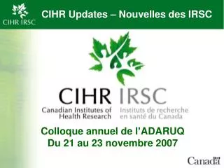 cihr updates nouvelles des irsc