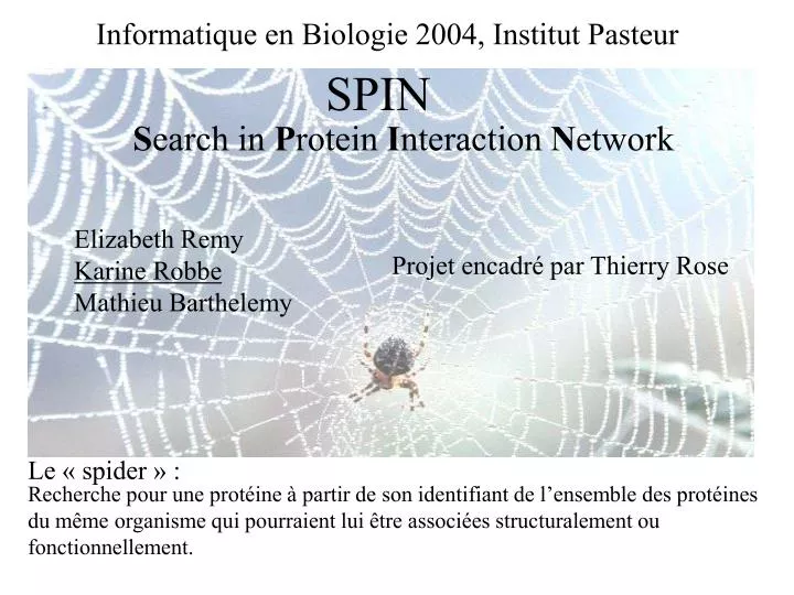 informatique en biologie 2004 institut pasteur