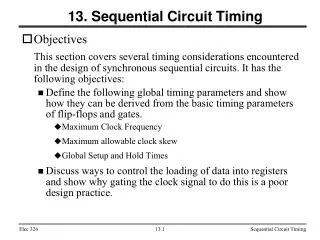 13. Sequential Circuit Timing