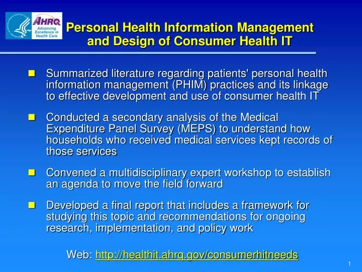 personal health information management and design of consumer health it