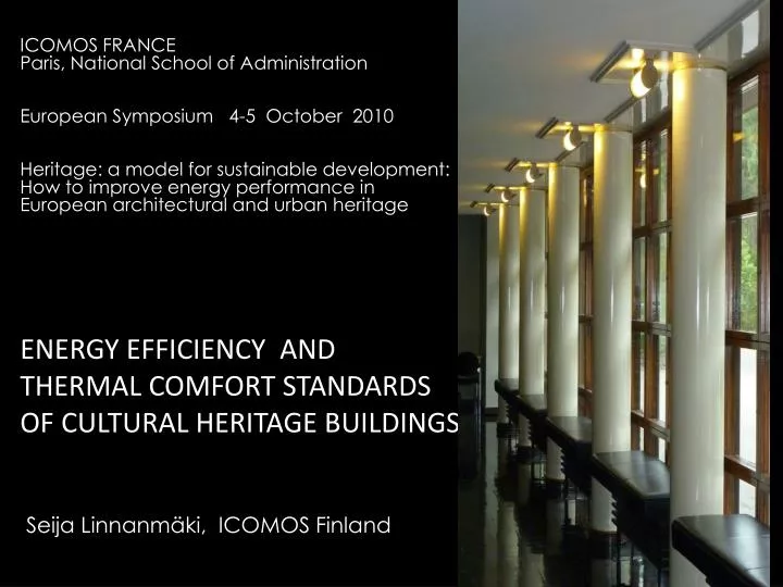 energy efficiency and thermal comfort standards of cultural heritage buildings