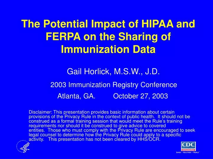 the potential impact of hipaa and ferpa on the sharing of immunization data