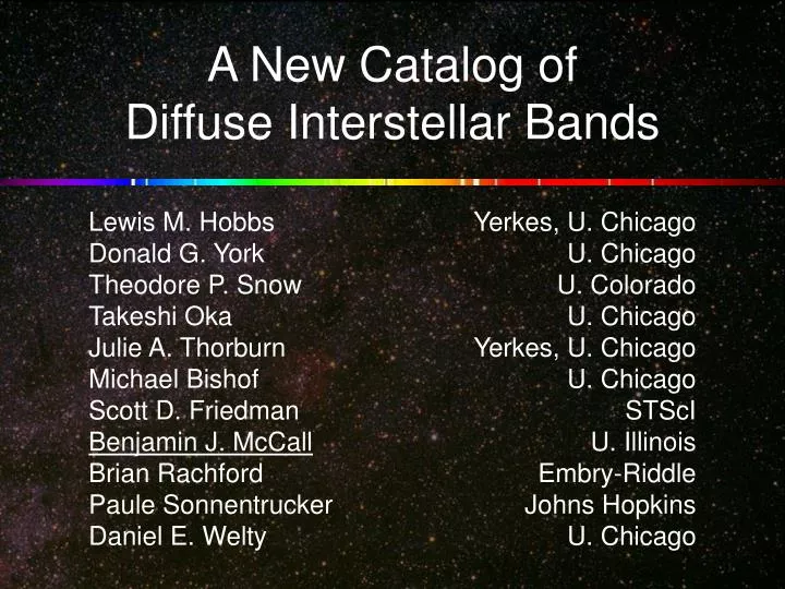 a new catalog of diffuse interstellar bands
