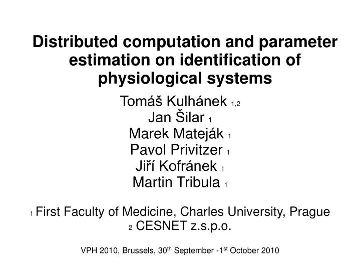 distributed computation and parameter estimation on identification of physiological systems