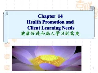 Chapter 14 Health Promotion and Client Learning Needs ????????????