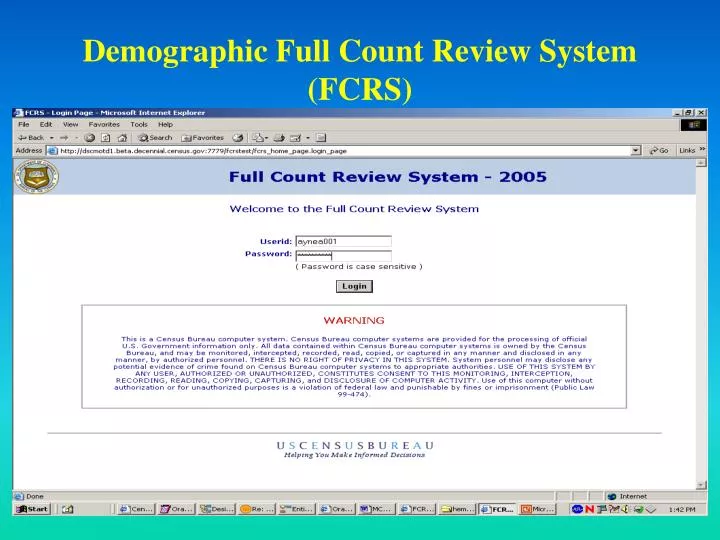 demographic full count review system fcrs