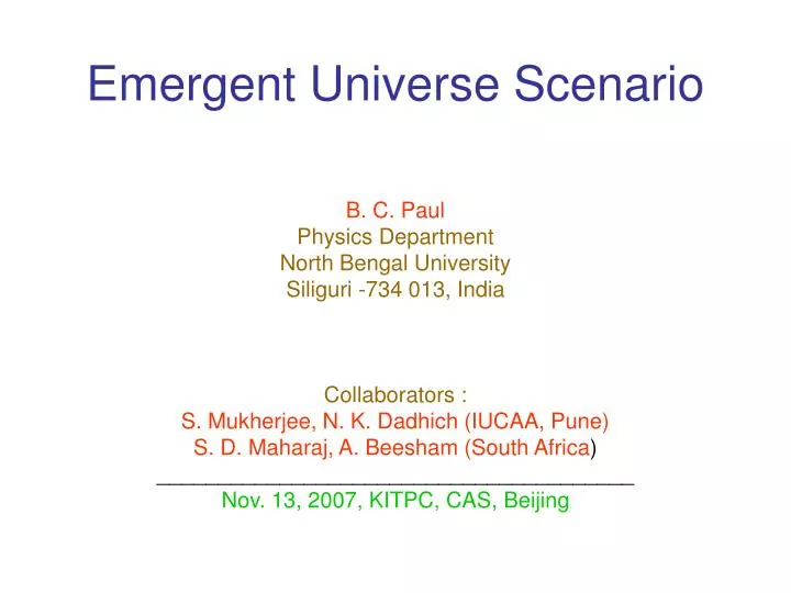 emergent universe scenario