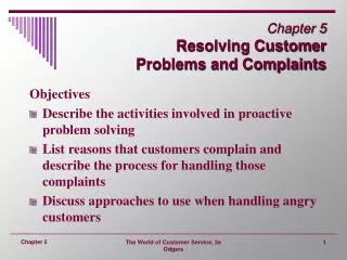 Chapter 5 Resolving Customer Problems and Complaints