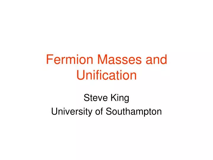 fermion masses and unification