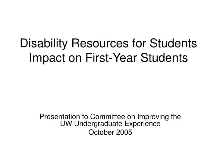 disability resources for students impact on first year students
