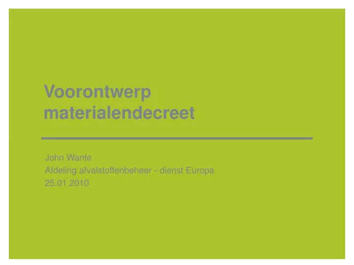 voorontwerp materialendecreet