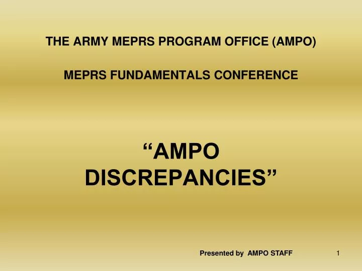 the army meprs program office ampo meprs fundamentals conference ampo discrepancies