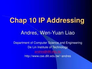 Chap 10 IP Addressing
