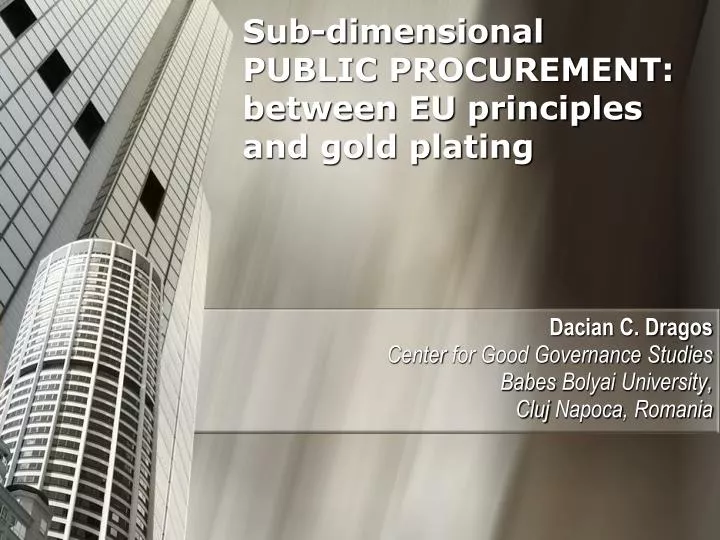 sub dimensional public procurement between eu principles and gold plating