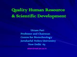 Quality Human Resource &amp; Scientific Development