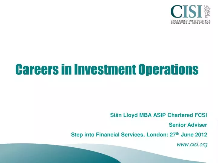 careers in investment operations