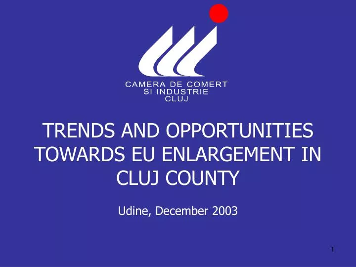 trends and opportunities towards eu enlargement in cluj county udine december 2003