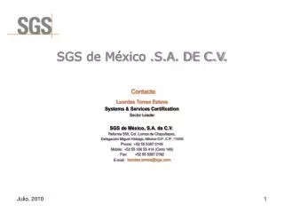 sgs de m xico s a de c v