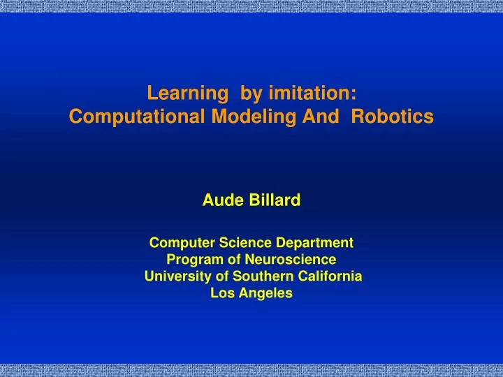 learning by imitation computational modeling and robotics